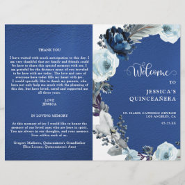 Elegant Quinceañera Navy och Royal Blue Program