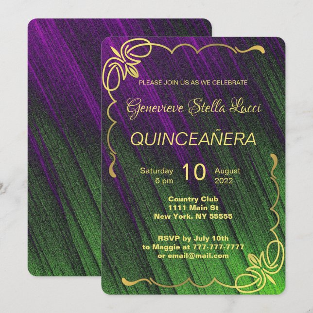 Elegant Quinceañera-partiinbjudan Inbjudningar (Fram/baksida)