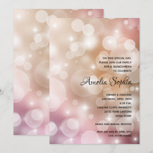 Elegant Quinceañera Rosa Inbjudningar