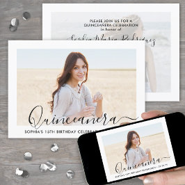 Elegant Quinceañera Script 2 foto 15:e födelsedage Inbjudningar