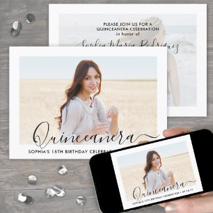 Elegant Quinceañera Script 2 foto 15:e födelsedage Inbjudningar
