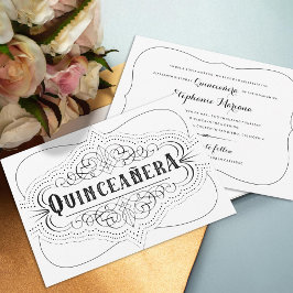 Elegant Quinceañera South Western Black and White Inbjudningar