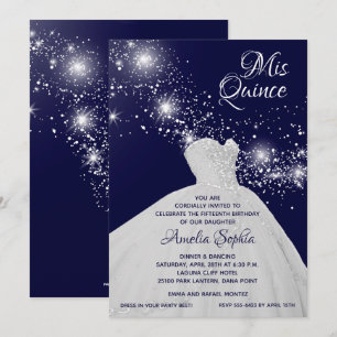 Elegant Quinceañera White Gown-inbjudningar