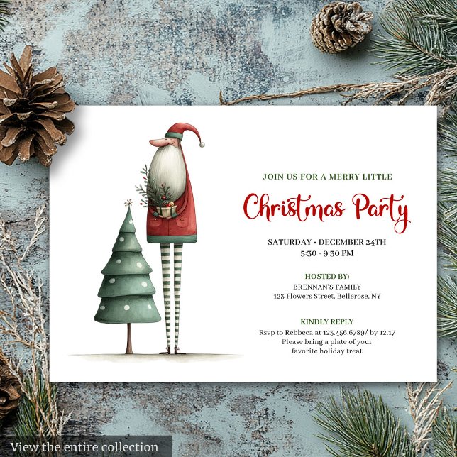 Elegant Quirky Santa Christmas Holiday Invitation Inbjudningar (Elegant Quirky Santa Christmas Holiday Invitation)