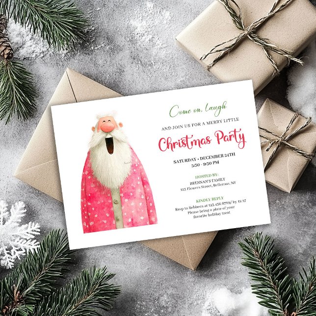 Elegant Quirky Santa Minimalist Holiday Invitation Inbjudningar (Elegant Quirky Santa Minimalist Holiday Invitation)