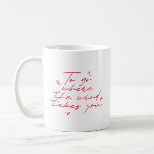 Elegant Quote Pink White Embrace Life Reminder Kaffemugg (Vänster)