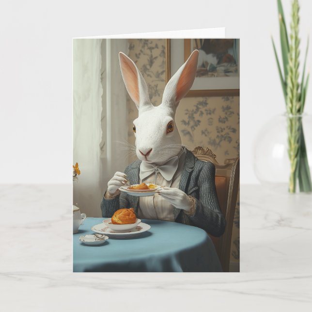 Elegant Rabbit at Tea Time Inbjudan (Framsida)