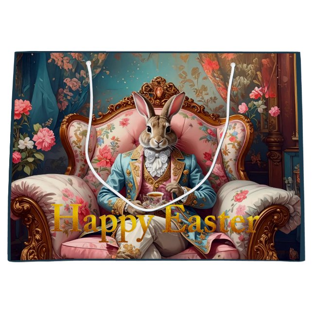 Elegant rabbit Drinking Tea Happy Easter (Framsidan)