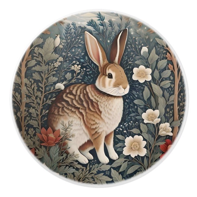 Elegant Rabbit Framed By Flowers and Leaves Knopp (Framsidan)