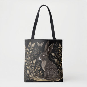 Elegant Rabbit in Black and Beige Tygkasse