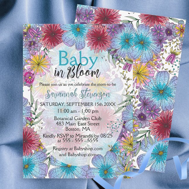 Elegant Radiant Bohemian Flowers Baby i Bloom Inbjudningar (Skapare uppladdad)