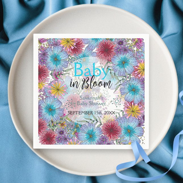Elegant Radiant Bohemian Flowers Baby i Bloom Pappersservett (Skapare uppladdad)