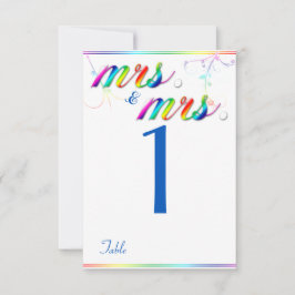 Elegant Rainbow Blommigt Gay Bröllop Bordsnummer