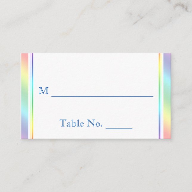 Elegant Rainbow Blommigt Gay Bröllop Place Cards Placeringskort (Framsida)