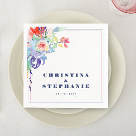 Elegant Rainbow Blommigt LGBTQ Bröllop Pappersservett