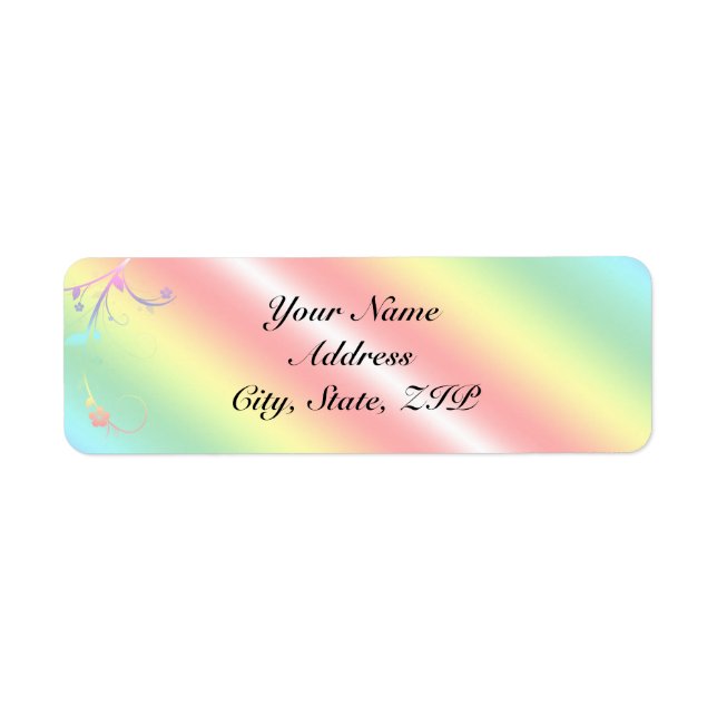 Elegant Rainbow Blommigt Mrs. Returadress Etikett (Framsidan)