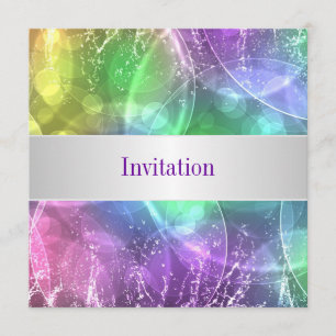 Elegant Rainbow Bubbles 12 Speciellare födelsedags Inbjudningar