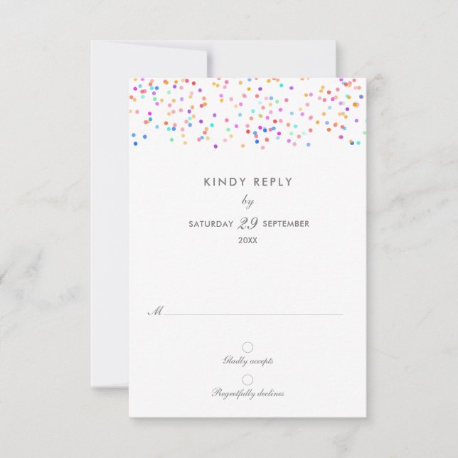 Elegant Rainbow Confetti Bröllop OSA Kort (Framsida)