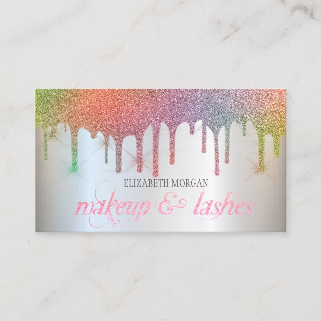 Elegant Rainbow Glitter driver Professionell Moder Visitkort (Framsida)