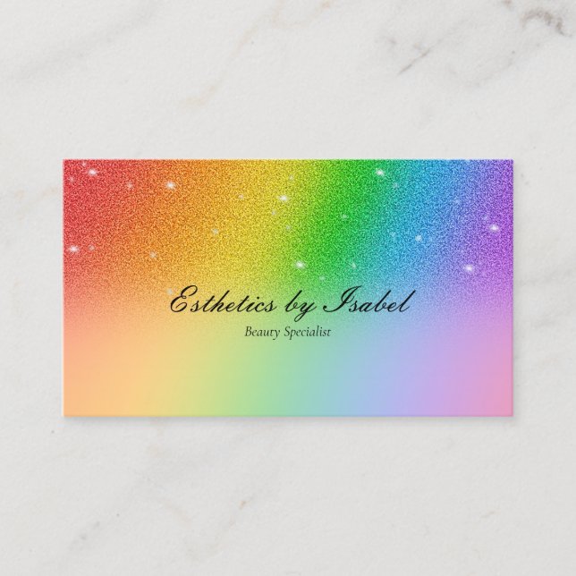 Elegant Rainbow Gnistra Esthetician Affärskort Visitkort (Framsida)