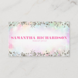 Elegant Rainbow Holografik Iridescent Silver Chic Visitkort