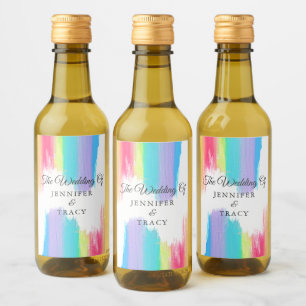 Elegant Rainbow LGBTQ Bröllop Personlig Mini Vinetikett