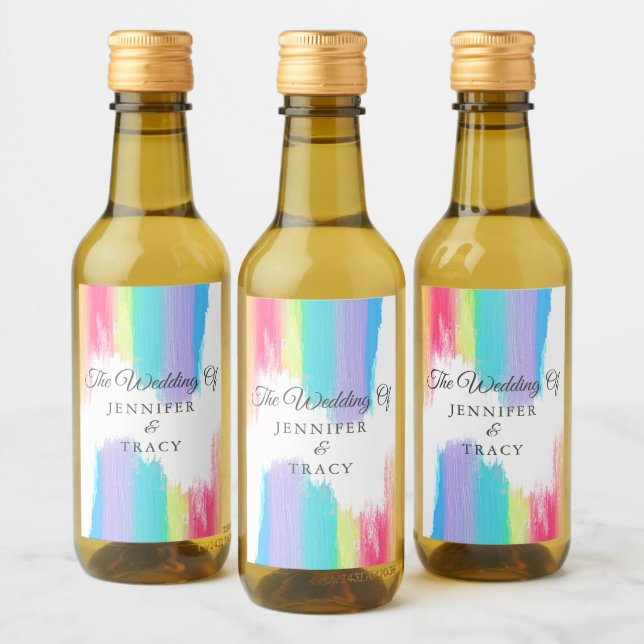 Elegant Rainbow LGBTQ Bröllop Personlig Mini Vinetikett (Flaskor)