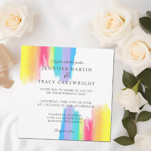 Elegant Rainbow Modern Colorful LGBTQ Bröllop Inbjudningar
