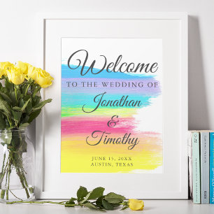 Elegant Rainbow Modern HBT Välkommen till Bröllop Poster
