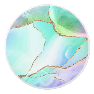 Elegant Rainbow Pastel Geode Agate Geode Grått Knopp