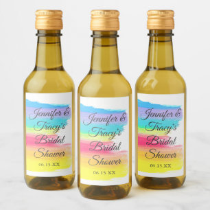 Elegant Rainbow Personlig Bröllopsdusch Mini Vinetikett