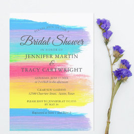 Elegant Rainbow Two Brides Lesbisk Möhippa Inbjudningar