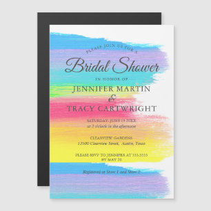 Elegant Rainbow Two Brides Lesbisk Möhippa Magnetisk Inbjudningskort