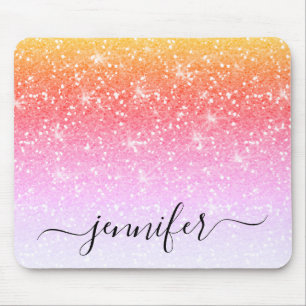 Elegant Rainbow Unicorn Glitter Gnistra ditt namn Musmatta