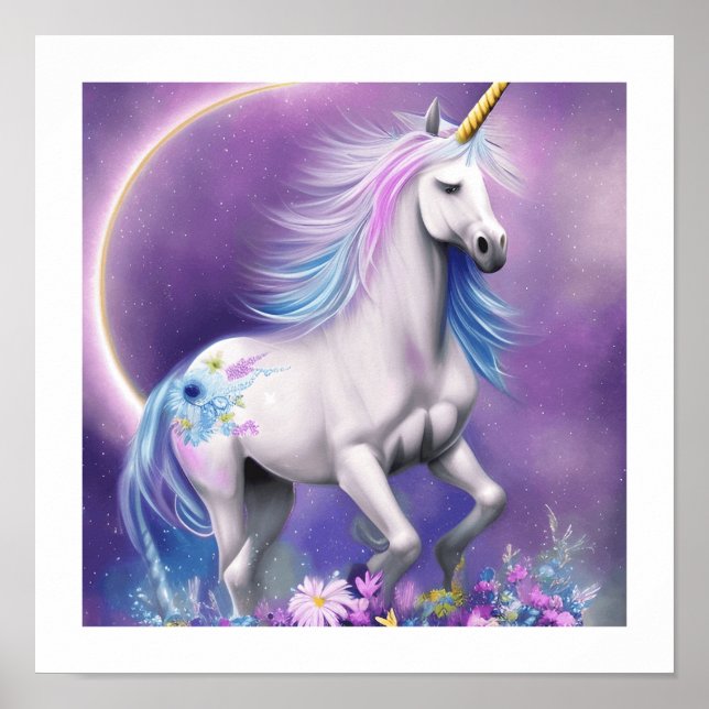 Elegant Rainbow Unicorn Poster (Framsidan)