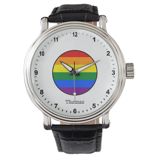 Elegant Rainbow Watch & Rainbow Pride färg Armbandsur (Framsida)
