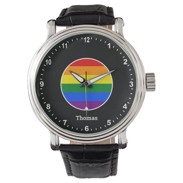 Elegant Rainbow Watch & Rainbow Pride färg Armbandsur (Framsida)