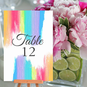 Elegant Rainbow Watercolor Bröllop Bordsnummer