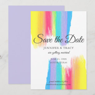 Elegant Rainbow Watercolor LGBTQ Bröllop Lavendar Spara Datumet