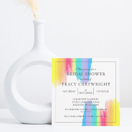 Elegant Rainbow Watercolor Modern Möhippa Inbjudningar