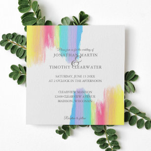Elegant Rainbow Watercolor Paint, sommartid, Bröll Inbjudningar