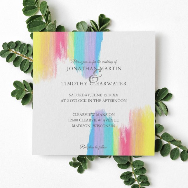 Elegant Rainbow Watercolor Paint, sommartid, Bröll Inbjudningar (Skapare uppladdad)