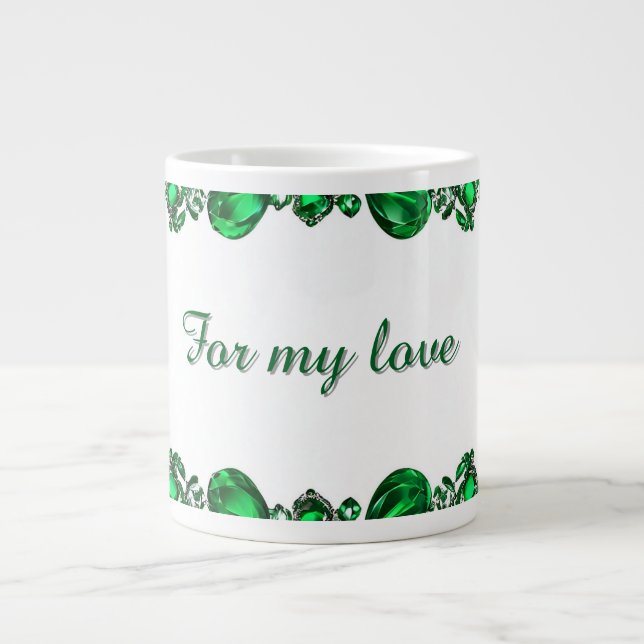 Elegant ram av polerade gröna ädelstenar jumbo mugg (Framsidan)