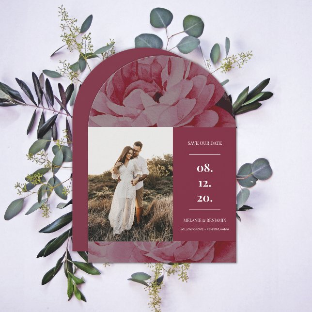 Elegant Ram Blommigt Foto Spara datum Inbjudningar (Elegant Frame Floral Photo Save the Date Invitation)