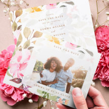 Elegant Ram Blommigt Vattenfärgsfoto Bröllop