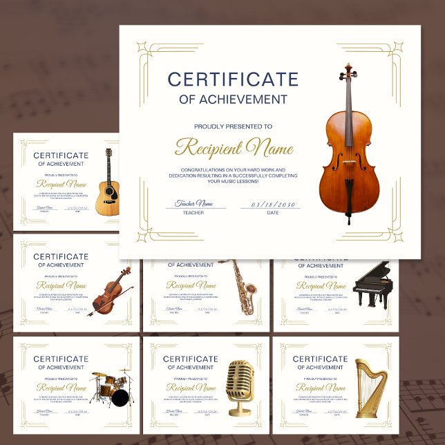 Elegant Ram Certifikat för Cello Stråk Kurs Utmärk (Classy Frame Cello String Course Award Certificate)