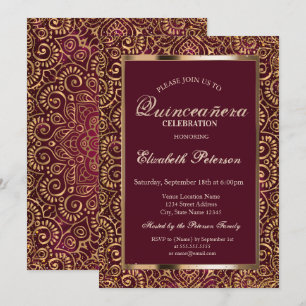 Elegant ram Confetti Guld Mandala Quinceañera Inbjudningar