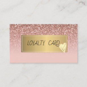 Elegant ram, Guld hjärta Rosa guld glitter Lojalitetskort