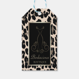 Elegant, Ram, Leopardtryck, Klänning Prislappar Presentetikett