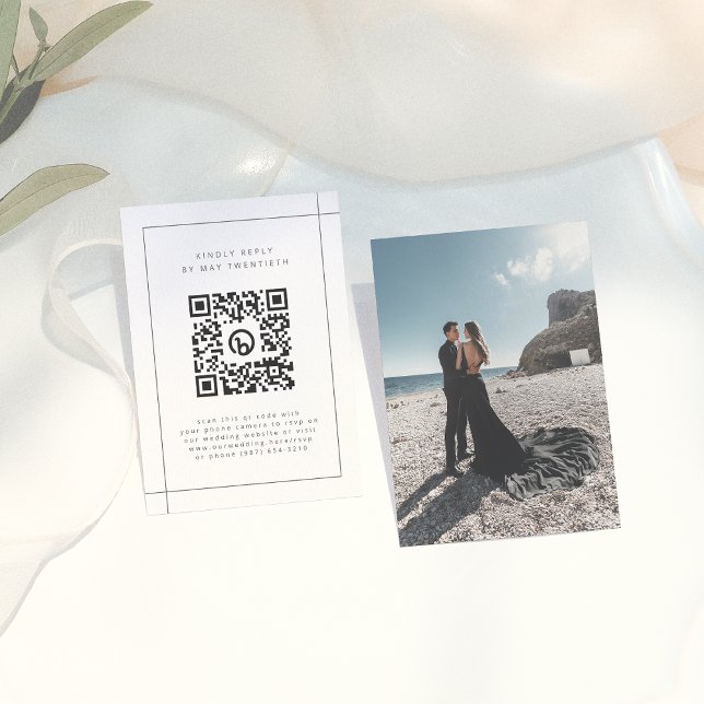 Elegant Ram Modern Photo QR-kod, Bröllop OSA Tilläggskort (Skapare uppladdad)